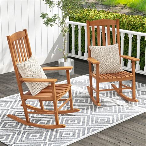 Gymax 2 Pieces Patio Rocking Chair w/ 400 lbs Weight Capacity ...