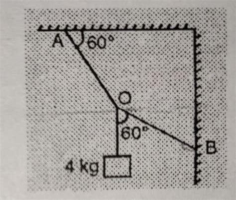 A block of mass 4 kg is suspended as shown infigure. Find the values ...