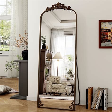 "BEAUTYPEAK 21""x64"" Unique Arched Full Length Mirror, Vintage Baroque ...
