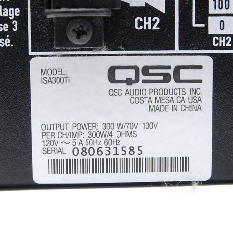 QSC ISA300Ti Power Amplifier 2 Channel Rack Mount Stereo 300 Watts per ...