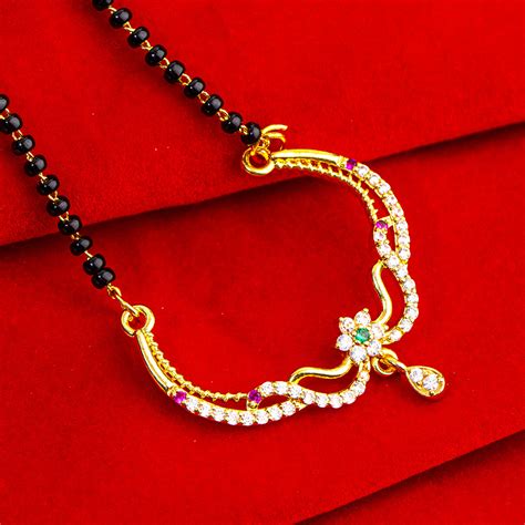 CZ Studded Floral Mangalsutra – VOYLLA
