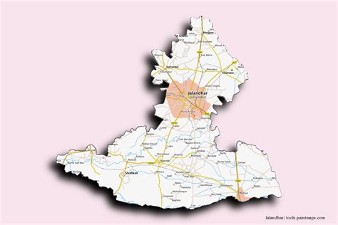Mapas de muestra de Jalandhar generados con la herramienta de recorte de mapas.