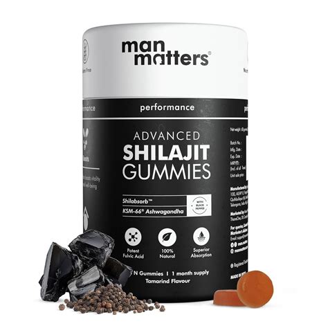 Man Matters Pure Himalayan Shilajit/Shilajeet Gummies Advanced With 70% Fulvic Acid, Ksm 66 ...