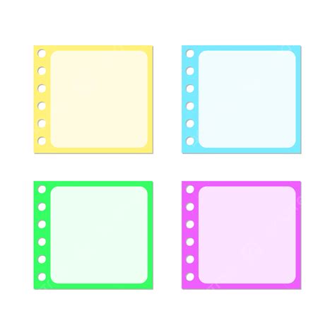 Set Of 4 Trendy Sticky Notes Clip Art Templates In Green Yellow Blue ...