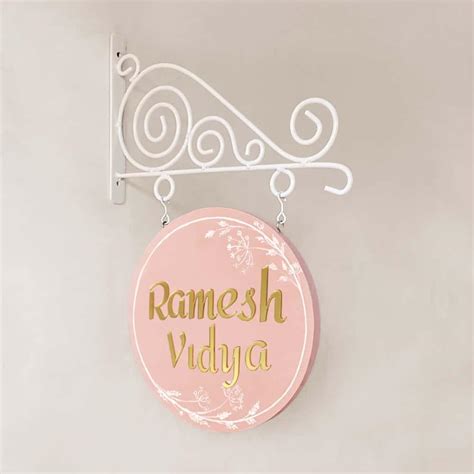Peach Whisper - Minimal Hand-painted Hanging Nameplate – Housenama