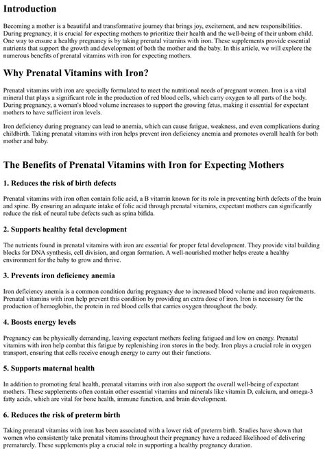 PPT - The Benefits of Prenatal Vitamins with Iron for Expecting Mothers PowerPoint Presentation ...