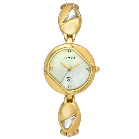 Buy TIMEX Brass Fria Women Mother of Pearl Round Dial Analog Watch ...