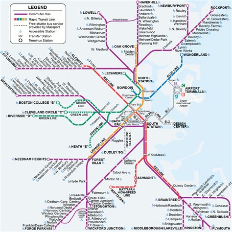 Map of the MBTA, Boston's subway/commuter rail system | Transit map ...
