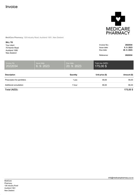 Printable Medical Bill Invoice Template