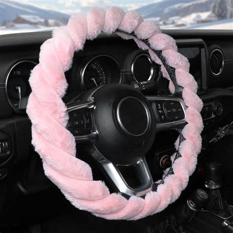 Snapklik.com : Fuzzy Steering Wheel Cover, Universal 15 Inch, Warm Cute Fluffy Car Steering ...