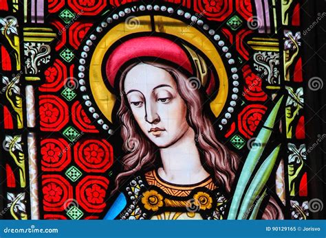 Stained Glass - Saint Agnes of Rome Stock Image - Image of chastity ...