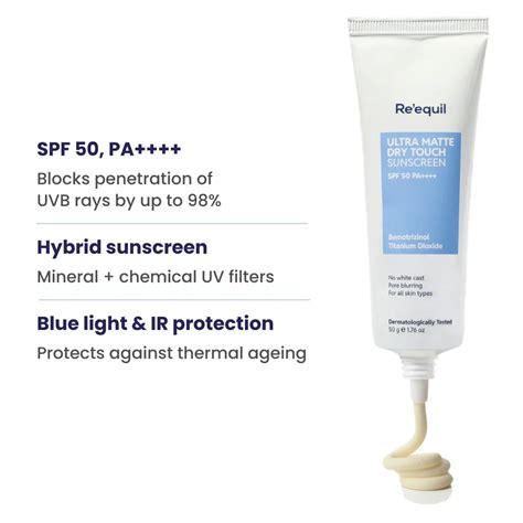 Buy Ultra Matte Dry Touch Sunscreen Gel SPF 50 PA++++ – Re'equil