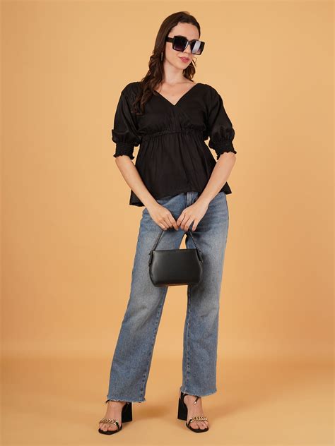 Rayon Tie-Back black crop Top – Magnetism Fashion