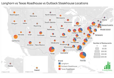 Longhorn vs Texas Roadhouse vs Outback Steakhouse Locations : r/MapPorn