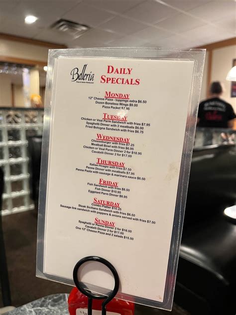 Menu at Belleria Struthers pizzeria, Struthers, Youngstown-Poland Rd