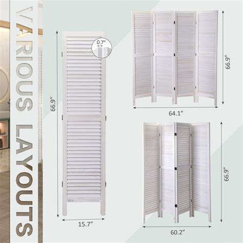JAXSUNNY 4 Panel Wood Room Divider, Folding Privacy Room Screen Wall ...