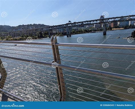 View from the Ross Island Bridge To the Marquam Bridge and the City ...