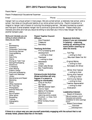 Parent Involvement Survey Templates | pdfFiller