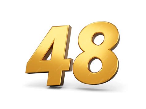 Gold number 48 forty eight isolated white background shiny 3d number 48 ...
