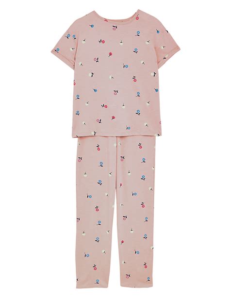 Buy Cotton Rich Floral Print Pyjama Set at Marks & Spencer