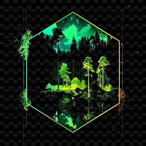 Resplendent neon kinetic art forest inside a silhouette hexa png y2k ...