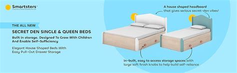 Smartsters Queen Bed with Storage for Kids | Engineered Wood | Double ...