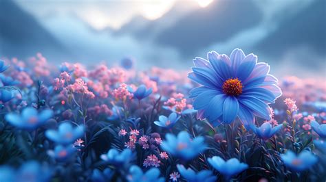 Blue Flower Field 4K #1612a Wallpaper 4K PC