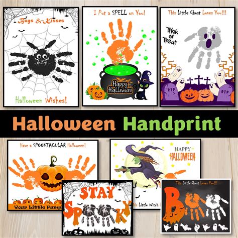 Halloween Handprint Keepsake Art, Halloween Greeting Card, Craft ...