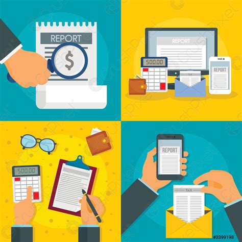 Expense report bill banner set, flat style - stock vector 3399198 ...