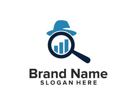 Logo pour une entreprise qui dit une loupe et un homme avec un chapeau ...