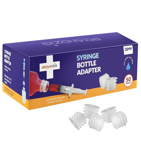 Buy Medicine Bottle Syringe Adapter for Oral Dispensers (28mm, 50 Pack ...