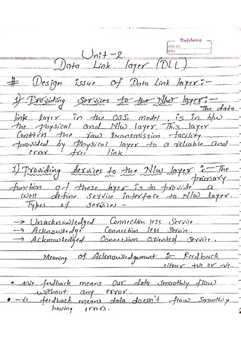 CN UNIT-2: Data Link Layer Design Issues and Protocols Notes - Studocu