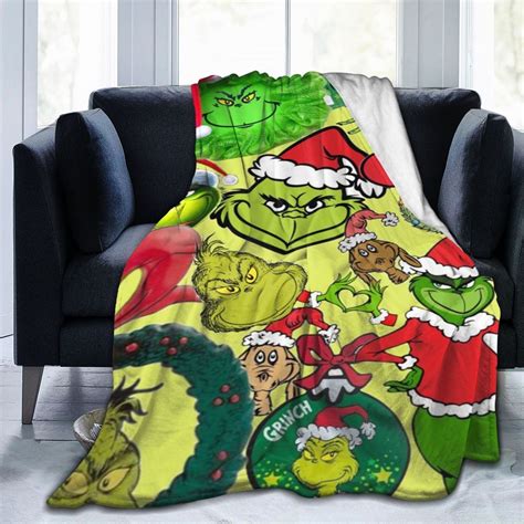 Grinch Flannel Blanket – Funny Christmas Green Monster Throw Blanket ...