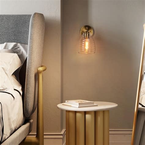LNC Hydretro Beehive-Inspired 5.5-in W 1 -Light Polished Brass Wall ...