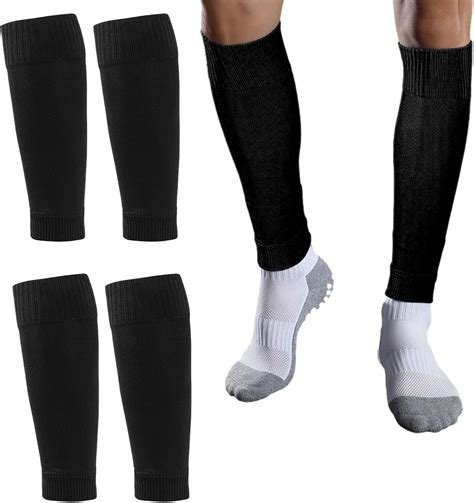 TYVOM 2 Pairs Football Sock Sleeves Soccer Shin Guards Sleeves Team Leg ...
