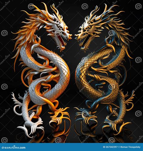 Chinese Dragons Illustration Stock Illustration - Illustration of ...