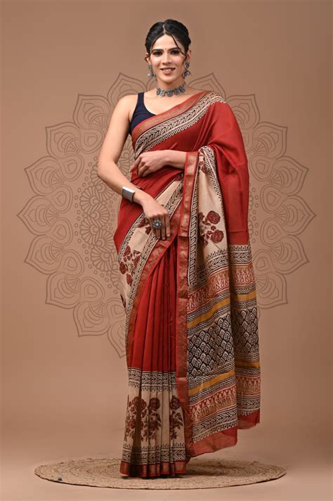 Karishma - Bagru Hand Block Printed Silk Cotton Saree