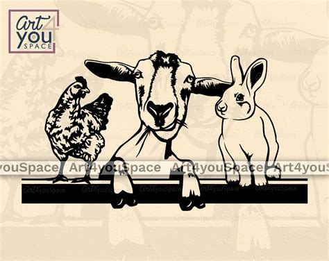 Farm Animals Clipart Svg Files for Cricut Chicken Goat | Etsy UK