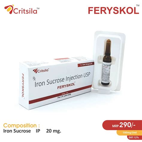 Iron Sucrose 100mg Feryskol 100 Injection