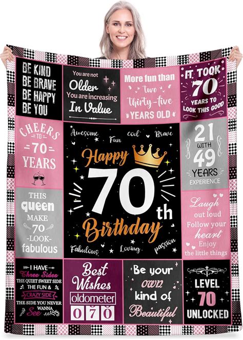 Amazon.com: 70th Birthday Gifts for Women, Unique Happy Birthday Fleece ...