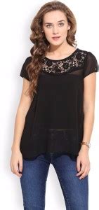 Porsorte Casual Short Sleeve Solid Women Black Top - Buy BLACK Porsorte ...