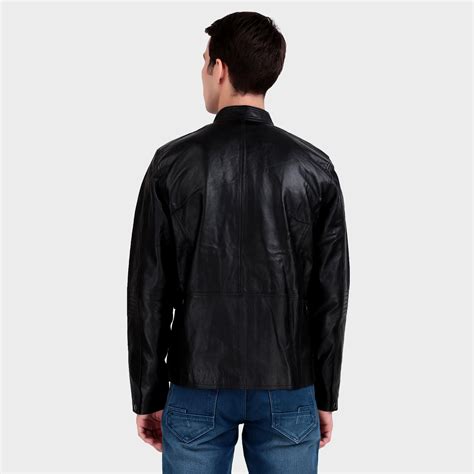 Bomber Black Leather Jacket — MaheTri