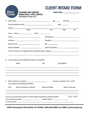 Fillable Online Client Intake Form UPDATE 2015.pub - Plum Creek ...