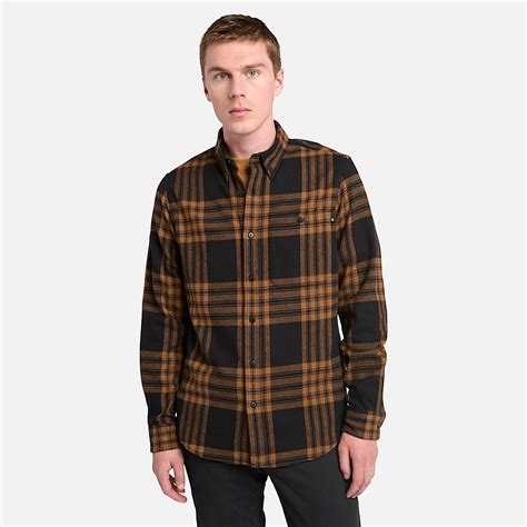 Chemise en flanelle semi-épaisse à carreaux pour homme en marron