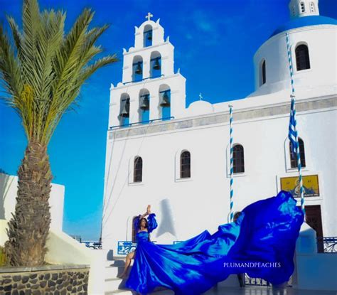 Satin Blue Santorini Flying Dress | Flying Dresses for Photoshoot ...
