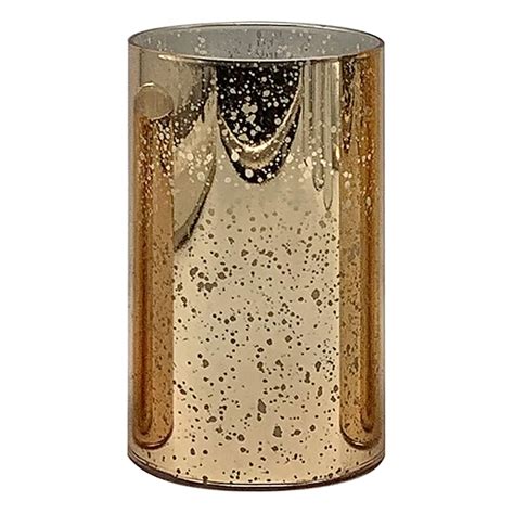 3-Pack Gold Mercury Glass LED Pillar Candles