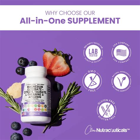 Buy Magnesium Glycinate Complex 1000mg with L-Theanine 200mg Apigenin ...