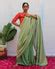 Ishya Green Handwoven Linen Zari Saree - Eknoor