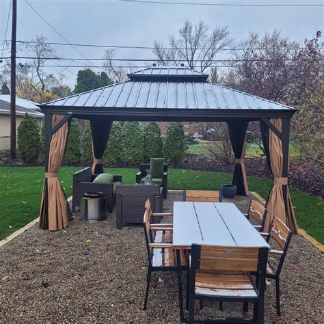 PURPLE LEAF 10' X 12' Hardtop Aluminum Permanent Gazebo, Outdoor Metal ...