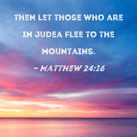 Matthew 24:16 then let those who are in Judea flee to the mountains.